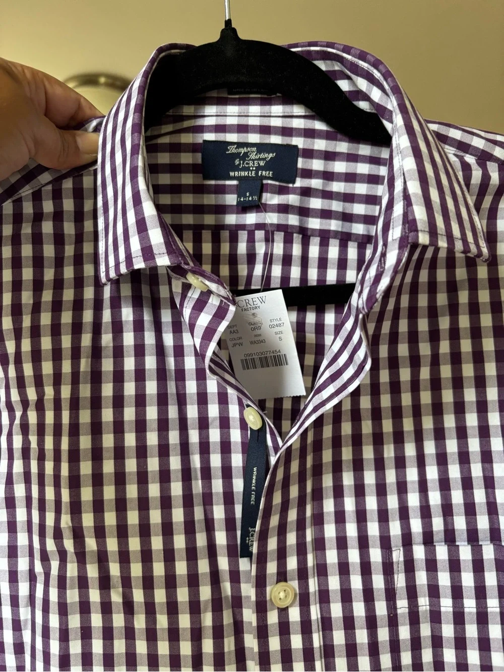 Thompson shirtings by J Crew Purple and White Dress Shirt small 14-14 1/2